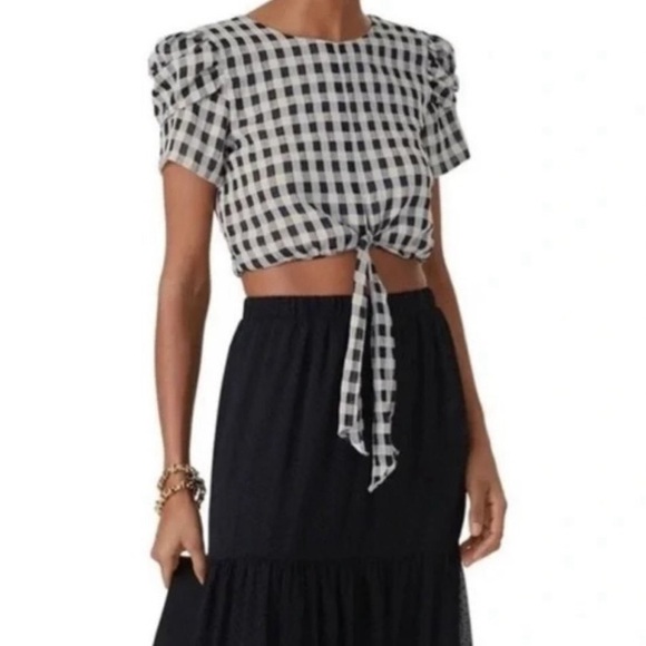 Dress The Population x Cosmopolitan cropped top, NWT, Large, Black/white check - Picture 7 of 7